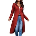 thumbnail image 3 of MaFYtyTPR Women's Longline Hooded Zip Up Cardigan Knit Coat Casual Fall Outerwear with Pockets 01-Red L, 3 of 6
