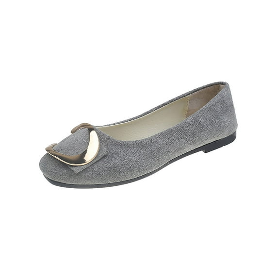 Bellella Women Flats Square Toe Flat Shoes Comfort Casual Shoe Faux Suede Pumps Party Formal Gray 7.5