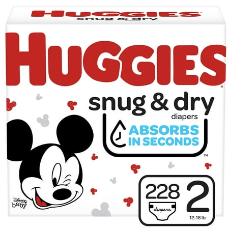 Huggies Snug & Dry Baby Diapers, Size 2, 228 Ct
