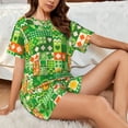 thumbnail image 4 of Fotbe St Patrick's Day6 Print Pajama Set for Women 2 Piece Loungewear Short Sleeve Tops and Shorts Set Soft Sleepwear-3X-Large, 4 of 7
