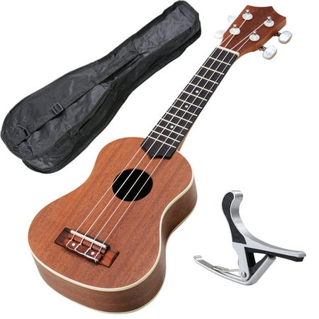 21" Ukulele Sapele Wood Body w/ Bag Aluminum Capo For Adult Kids Study Musical Instrument