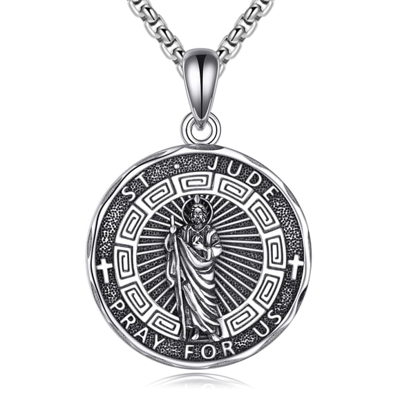 YAFEINI Saint Jude Necklace Sterling Silver Religious Protector Pendant St Jude Jewelry Gifts for Women Men