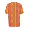 thumbnail image 5 of Summer Tops for Women V Neck Striped T Shirts Colorblock Trendy Casual Short Sleeve Base Graphic Tees Plus Size (M, Orange), 5 of 7