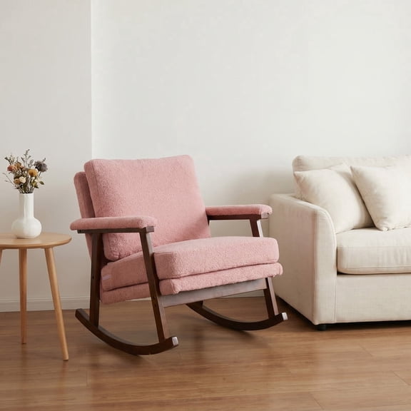 iooHug Rocking Accent Chair, Mid Century Modern Plush Velvet Upholstery with Solid Wood Frame for Living Room & Bedroom Reading