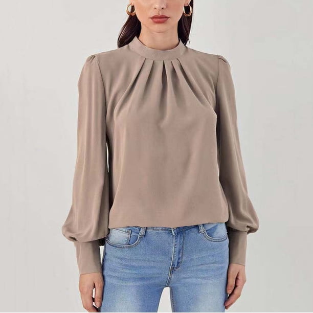Baberdicy Women's T-Shirts Womens Mock Neck Crew Neck Blouses Long