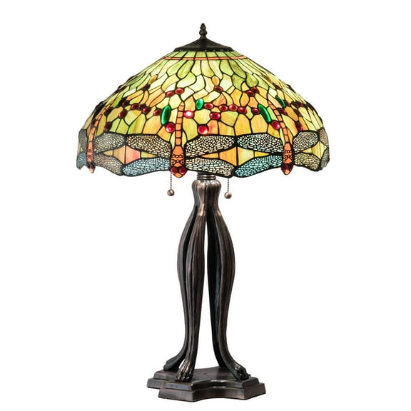 Meyda Lighting 31" High Tiffany Hanginghead Dragonfly Table Lamp
