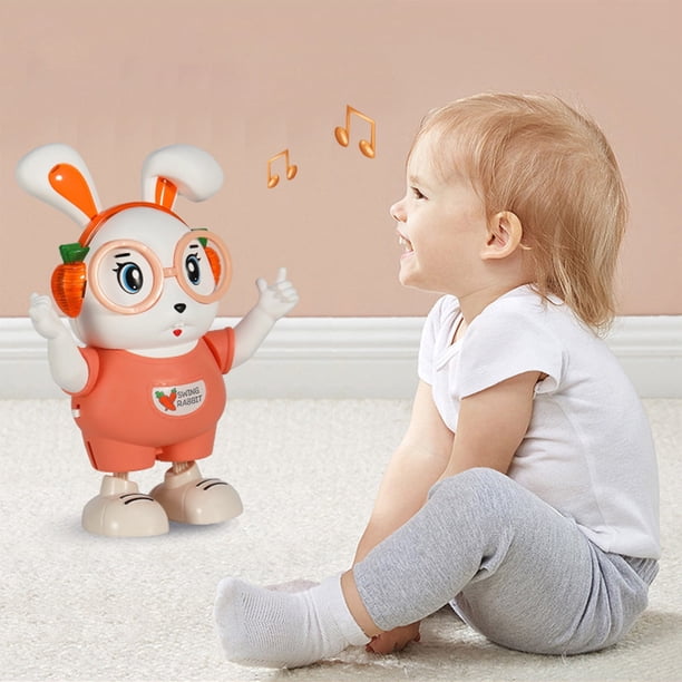Jacenvly - Juguetes educativos para niños: Conejito adorable, robot eléctrico que canta y baila, música ligera, proyección, juguete de baile, regalos de cumpleaños para mujeres, artículos en