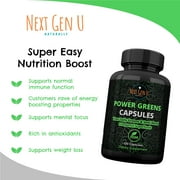 Greens Superfood Dietary Supplement for Immune Support, 120 Vegan Capsules by NextGenU