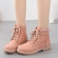 thumbnail image 5 of Willtoo Women's Work Waterproof Hiking Combat Boots Lace up Low Heel Booties Ankle Boots Pink, 5 of 5