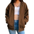 thumbnail image 1 of Chaqueta con capucha de Mezcla de Algodón Sunnimix para mujer Suelta Café 2xl, 1 of 7