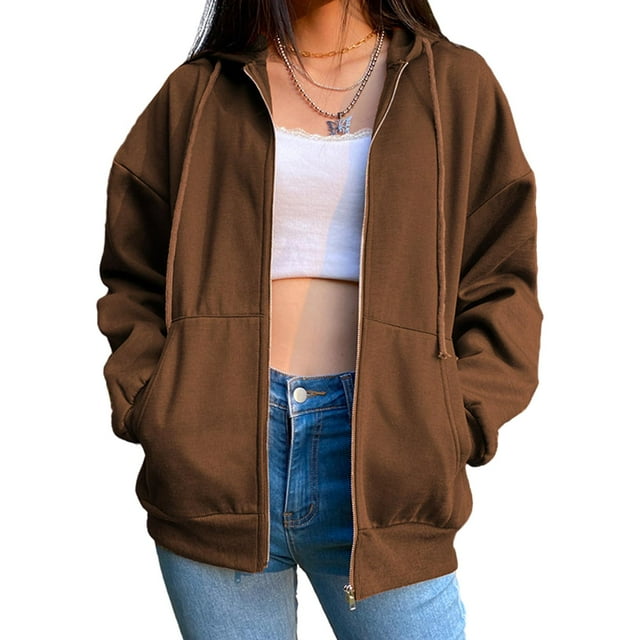 Chaqueta con capucha para mujer Sunnimix Color Café L