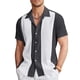 thumbnail image 2 of Camisa hawaiana con estampado de rayas degradadas para hombre, camisas hawaianas con estampado 3D de combinación de colores, blusas casuales con solapa, mangas cortas sueltas, 2 of 5