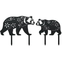 Iron Garden Stakes for Outdoor Garden Decoration Bear 300x260 220x230x1.2mm 2pcs/set