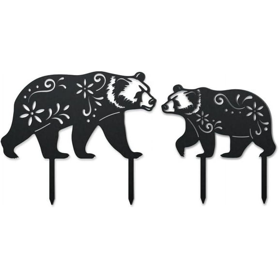Iron Garden Stakes for Outdoor Garden Decoration Bear 300x260 220x230x1.2mm 2pcs/set