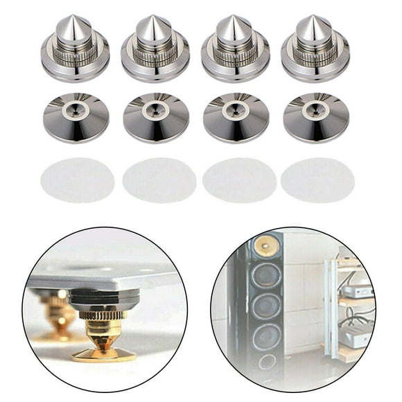 4PCS Speakers Stand Spikes Loudspeaker floor speaker pads carpet Box Nails Pads Copper Alloy Silver