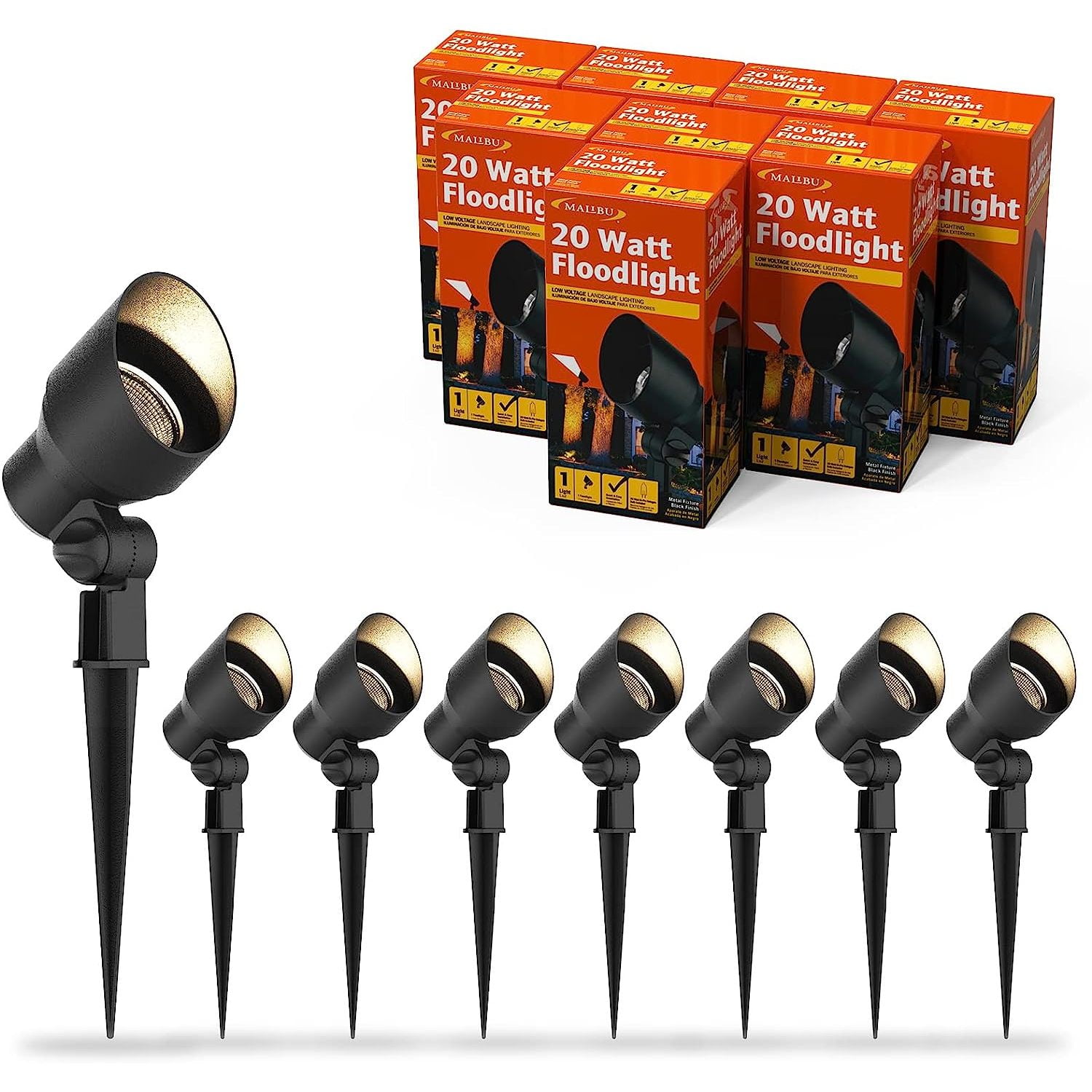 Low Voltage Outdoor Landscape Lighting 8 Pack 20 Watt Floodlight Halogen Garden Light for
