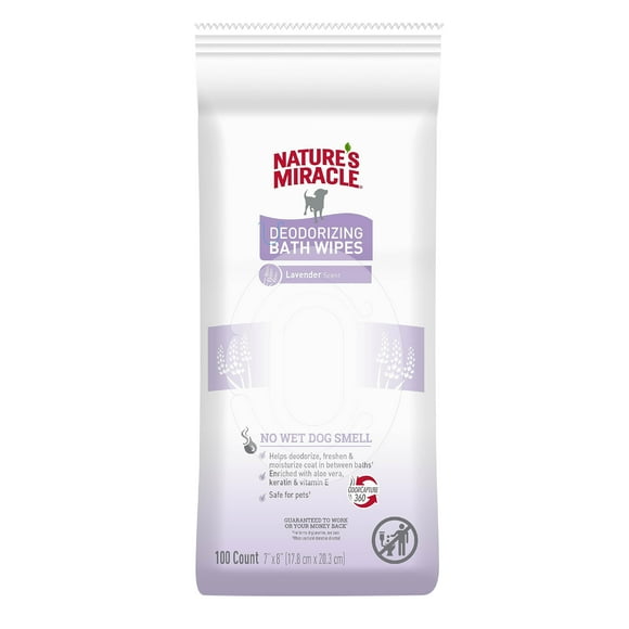Toallitas de baño desodorizantes Nature's Miracle para perros, 100 unidades