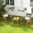 thumbnail image 3 of Gymax 3 PCS Solid Acacia Wood Patio Set All-Weather Rope Woven Chair Garden Poolside, 3 of 10