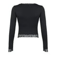 thumbnail image 4 of Long Sleeve T Shirt Women Lace Trim Open Collar Long Sleeve Slim Basic Trendy Tops, 4 of 9