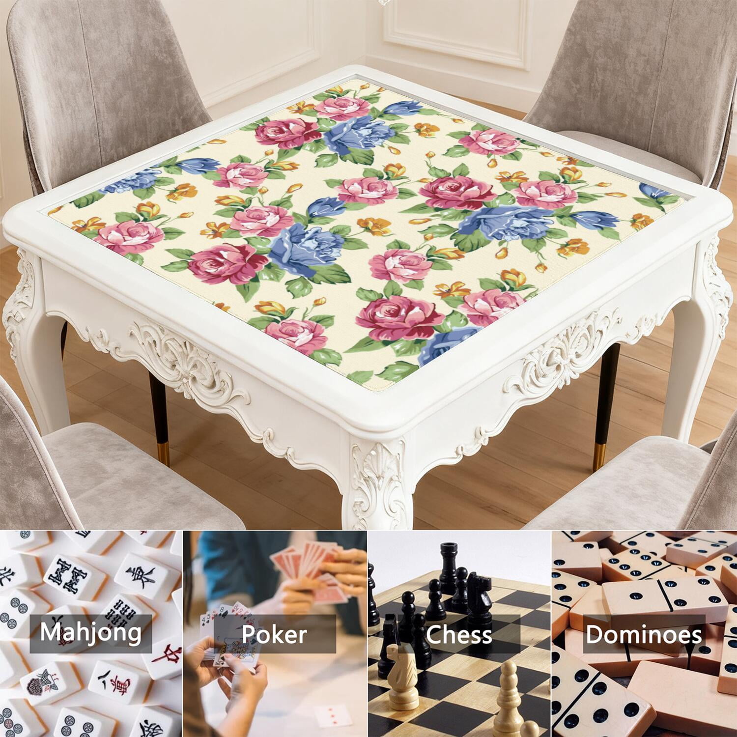 Floral Textured Rubber Mat 31.5x31.5 Inches for Mahjong Poker and Board Games Enhances Grip and Reduces Distracting Noise