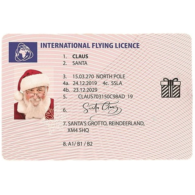 Santa Lost Flying Licence, Santa Driver's License, Plastic Santa Claus Father Driving Licence Style(Style 1)