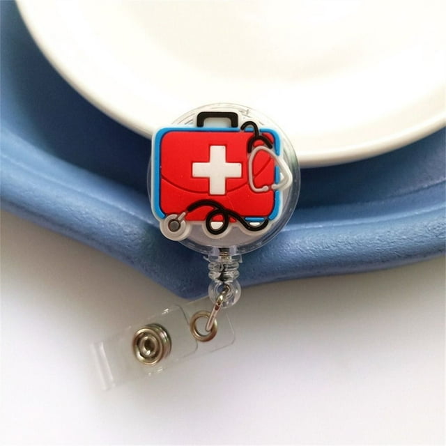 ID Card Holder Nurse Badge Reel Chest Card Work Card Retractable Badge Holder Exhibition Card Name Tag Easy Pull Buckle 2