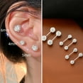 thumbnail image 2 of Grofry 1 Pair Ear Studs 6mm Double Head Screw Back Small Hypoallergenic Shiny Cubic Zirconia Women Earrings Jewelry, 2 of 7