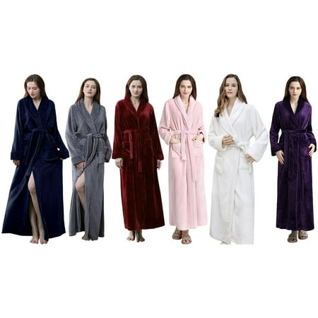 

Pretty Comy Women Men Flannel Pajama Couple Nightgown Warm Robe Bathrobe