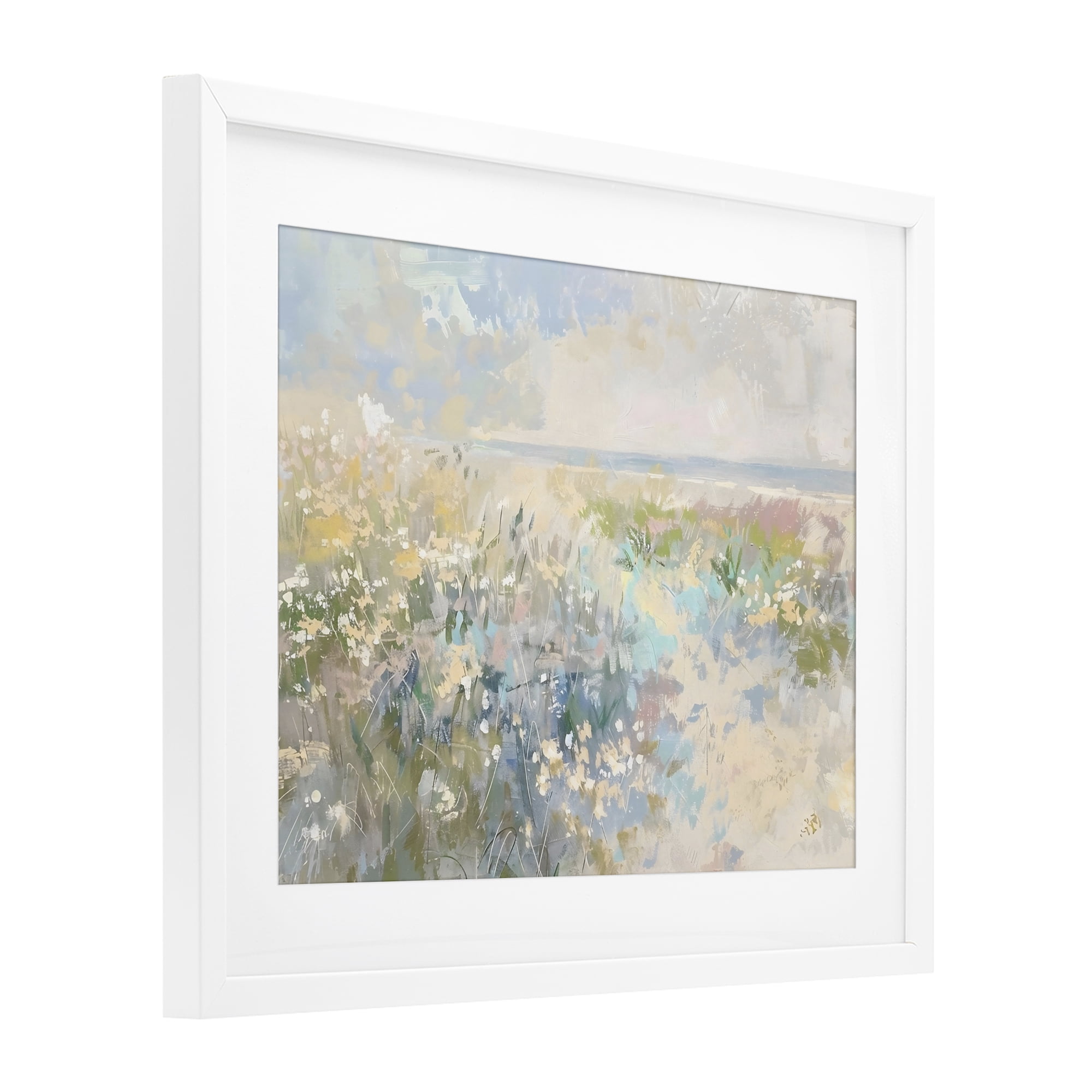 Stupell Industries Mottled Pastel Field Impression White Framed Print Under Glass, design by Creative Studio