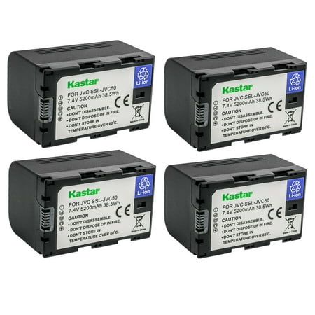 Kastar 4-Pack Battery Replacement for JVC GY-HMQ10 GY-HMQ10E GY-LS300 GY-LS300CHU GY-HM200 GY-HM200U GY-HM200HW GY-HM200SP GY-HM200SP SPORTS GY-HM250 GY-HM250SP GY-HM600 GY-HM600E Cameras