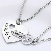 Best Friend Friendship Necklace Heart Key Set Silver Pendant Couple Necklace
