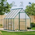 thumbnail image 2 of EastVita 6x7ft Aluminum Greenhouse Polycarbonate Panels Roof Vent Walk In Design Easy Assembly for Winter Garden Backyard Green, 2 of 9