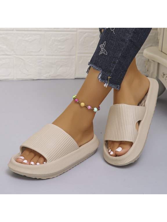 Thick Bottom Cloud Platform Slides for Women & Couple, Soft EVA Indoor/Bathroom Slippers, Non-Slip Summer Sandals