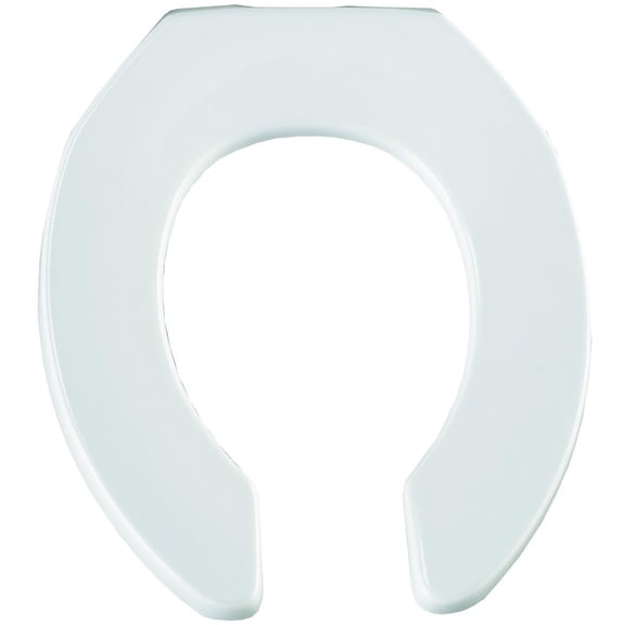 BEMIS 955CT Commercial Open Front Plastic Toilet Seat, Heavy Duty Industrial Seat without Lid, Secure Installation for Long Lasting Use, Round, White