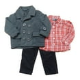 thumbnail image 2 of Only Kids Infant Boys Outfit Black Cord Pants Red Plaid Shirt Gray Peacoat 12m, 2 of 2