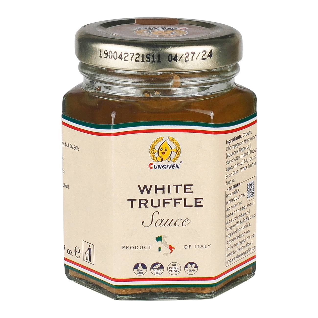 SUNGIVEN Italy White Truffle Sauce Non-GMO White truffle Mushroom Paste 3.17 Oz