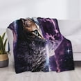 thumbnail image 4 of Throw Blanket for Couch - Purple Moon Cat Soft Comfy Lightweight Cozy Warm Throw Blanket, Fuzzy Plush Flannel Blanket & Throws for Sofa and Bed All Season, 4 of 8