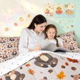 thumbnail image 4 of Manfei Cute Fall Bear Full Size Comforter Sets, Autumn Maple Leaf Bedding Comforter Set, Gray Tan, Reversible, 3-Piece, 1 Comforter and 2 Pillowcases, 4 of 7