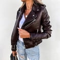 thumbnail image 5 of Aimik Women's Faux Leather Moto Jacket Classic Asymmetrical Zip-Up Biker Coat with Belted Waist and Pockets Slim Fit Fall Outerwear, 5 of 6