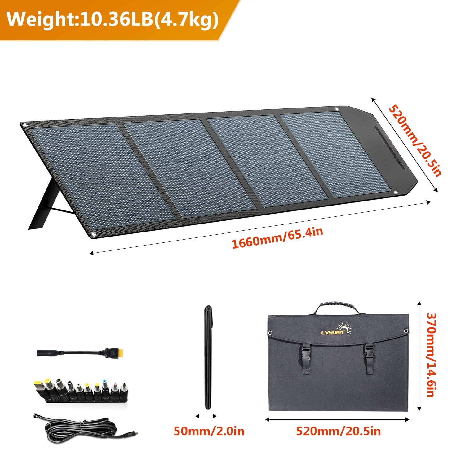 EFFORTWAY 120W Portable Solar Panel Foldable Solar Panel Charger with Adjustable Kickstands Waterproof IP67 for Camping, Home, RV, Boat, Outdoor, Power Station, off Grid System