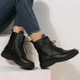thumbnail image 3 of Mepaouo Women's Ankle Boots Lace up Waterproof Flat Motorcycle Riding Walking Combat Booties(Black,7.5), 3 of 9