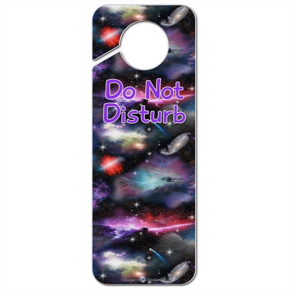 Space Galaxies Nebula Shooting Stars Pattern Plastic Door Knob Hanger Sign