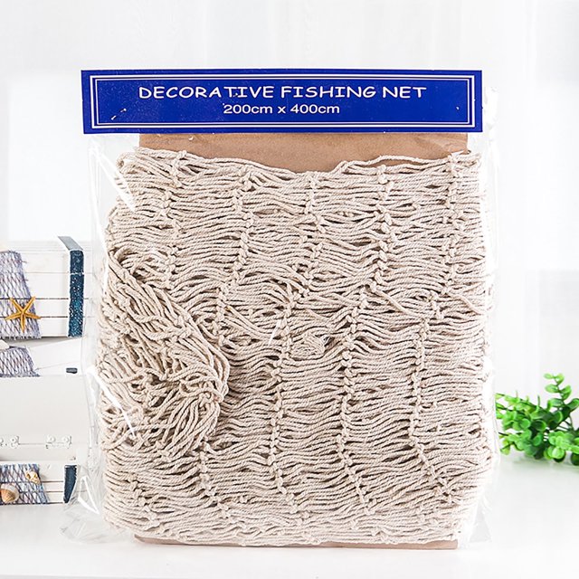 ¡Ofertas especiales! Red de pesca decorativa mediterránea, hilo grueso de cáñamo, red de conchas, accesorios de fotografía, fondo de guardería, decoración de pared, adornos, 2 x 4 metros, 1 unidad,