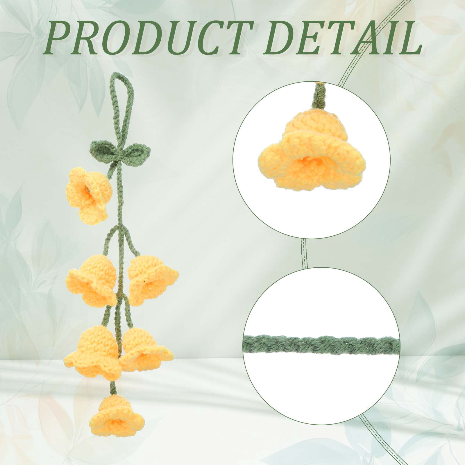 Unique Bargains Crochet Car Hanging Accessory with Cute Tulip Flowers Yellow