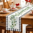 thumbnail image 5 of Green Eucalyptus Leaves Table Runner - 108 Inch Long Modern Art Farmhouse Plaid Cotton and Linen Blended Dress Scarves Farmhouse Table Runner for Kitchen Dining, Coffee Table, 13" x 108", 5 of 8