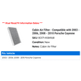thumbnail image 2 of Cabin Air Filter - Compatible with 2003 - 2006, 2008 - 2010 Porsche Cayenne 2004 2005 2009, 2 of 2