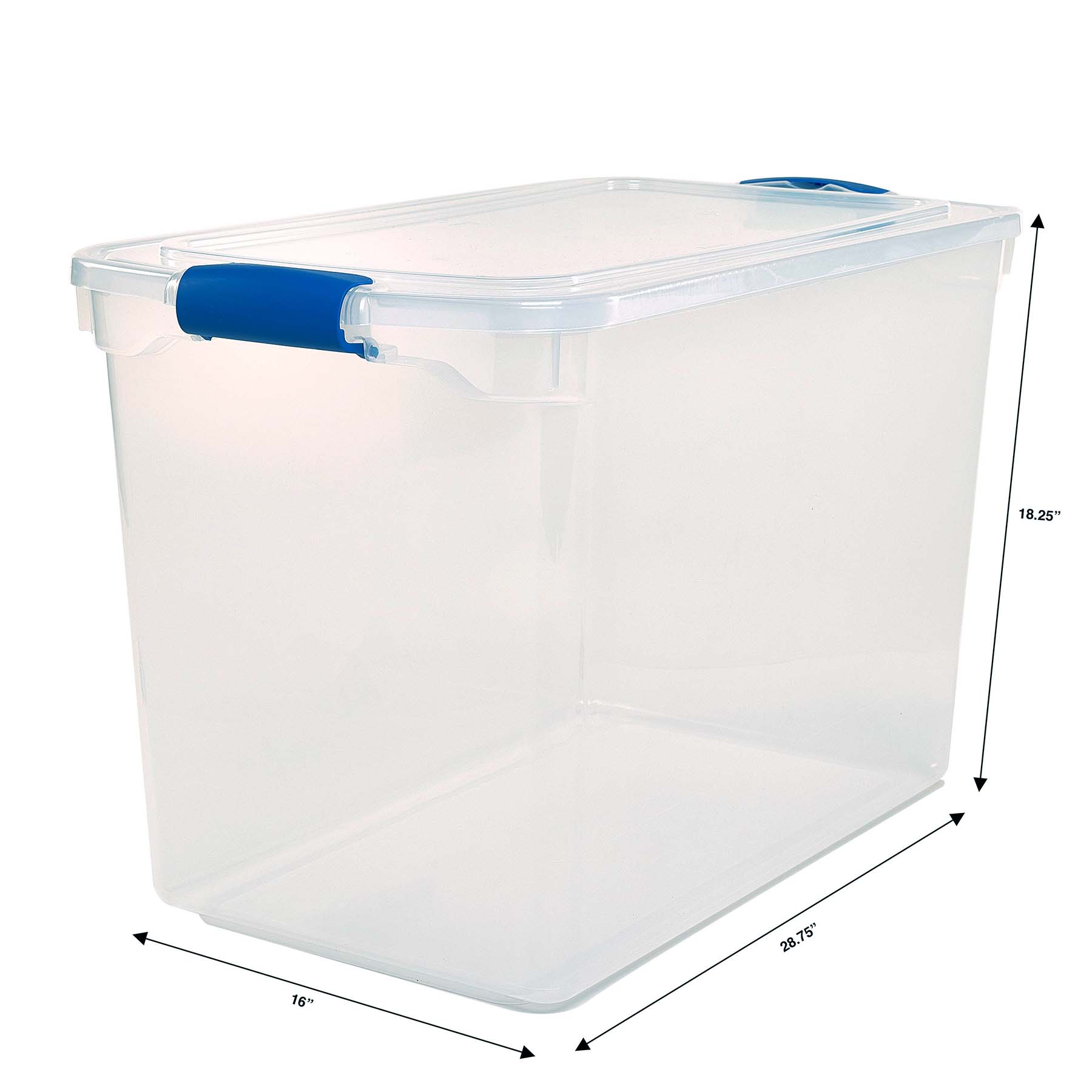 Homz 28 Gallon Stackable Latching Plastic Storage Boxes, Blue and Clear, 6 Count - image 3 of 7