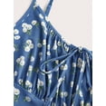 thumbnail image 4 of Dusty Blue Floral Print Fit & Flare Mini Dress With Spaghetti Straps And Tie Front, 4 of 5