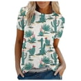 thumbnail image 2 of Trendfront Womens Cactus Graphic Print Tee Summer Short Sleeve T Shirts Fashion Crewneck Casual Loose Fit Stylish Pullover Clothing, 2 of 4