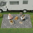 thumbnail image 1 of Outsunny Reversible Outdoor RV Rug, Black & White, 6' x 9', Waterproof, UV Resistant, 1 of 9